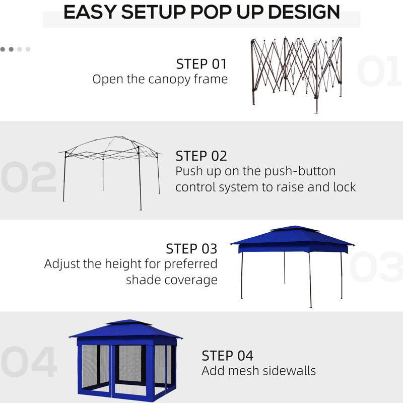 Latitude Run® Pop Up Canopy 11' X 11', Outdoor Gazebo Shelter With